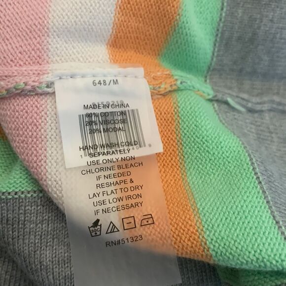 Vince Camuto gray pink white striped long sleeve sweater Size M NWT - Picture 8 of 8